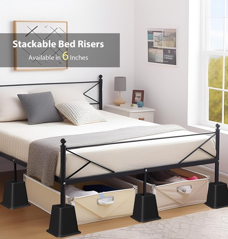 TomGear Bed Furniture Risers 6 Inches, Heavy Duty Bed Lifts, Furniture Risers for Bed, Couch, Desk, Sofa, Chair, Table Legs Extenders (Pack of 4, Black) - Image 2